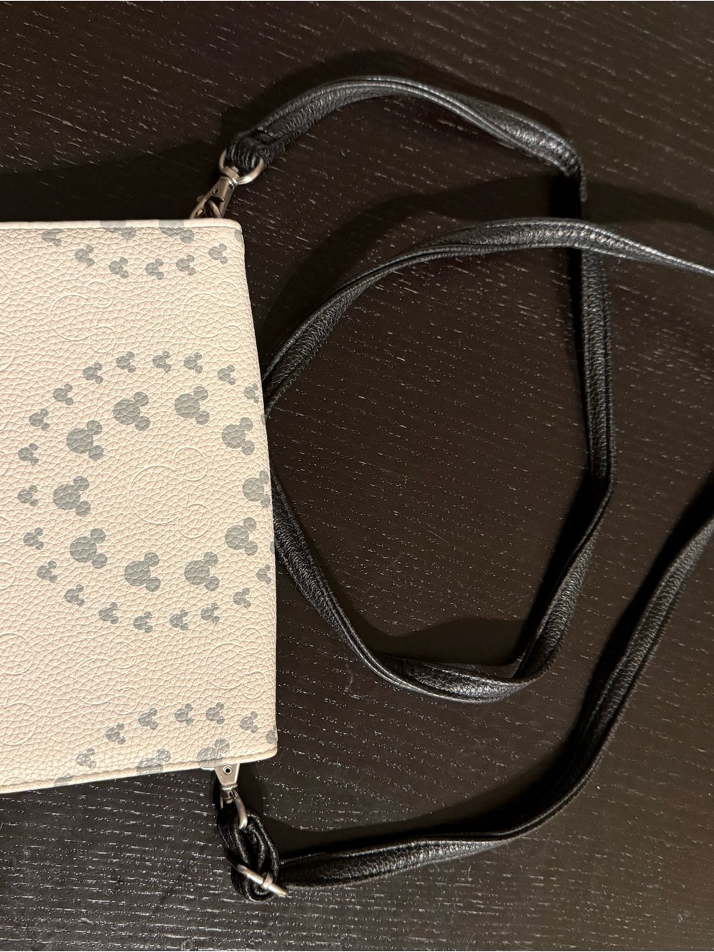 Disney Women's Cream & Grey Crossbody Wallet with Black Adjustable Strap